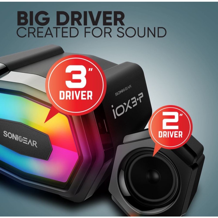 Speaker Bluetooth SonicGear iOX 3P Stereo 2.1 | Enhance Bass | RGB LED