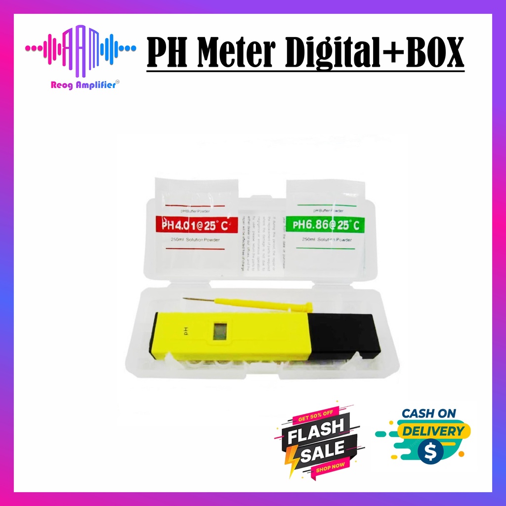 PH Meter Digital+BOX/Alat Ukur Keasaman Air -Hidroponik,Kolam,Minuman