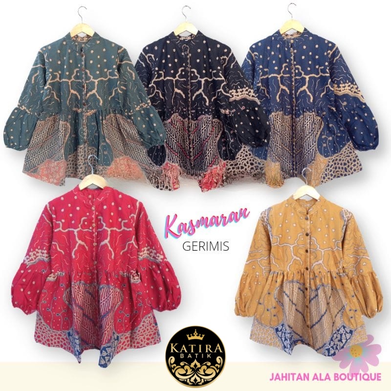 BLUS KASMARAN GERIMIS LERENG SAYAP     BATIK ETNIK TRADISIONAL BLUS  BATIK KATUN SERAGAM KANTOR KERJ