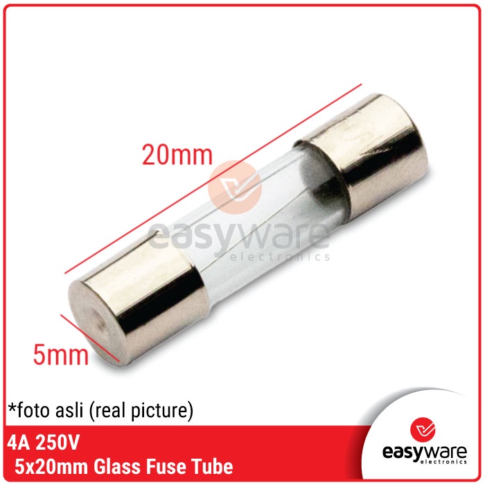 5x20mm Glass Fuse Tube 4A 250V Fuse Tabung 4A 250V Ceramic