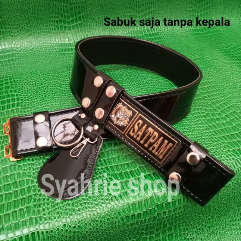 kopel satpam sabuk security  hitam logo dan polos kilap