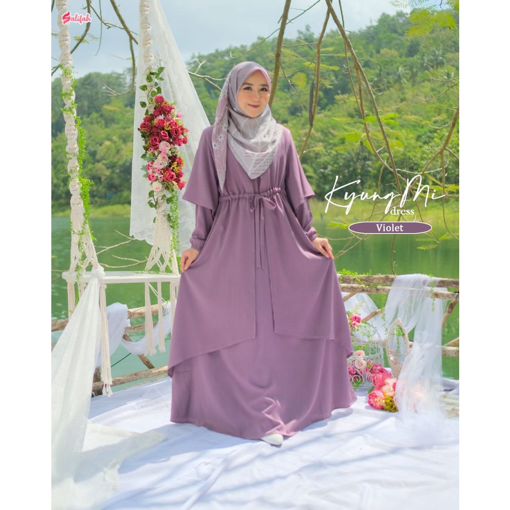 Kyungmi dress by Salifah - Gamis cantik - Gamis daily - Gamis Polos - Gamis Simple