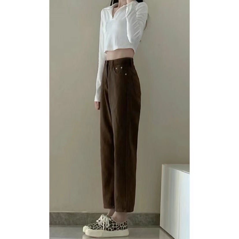 Jeans Boyfriend Wanita Coklat / Celana Panjang Wanita Highwaist Korean