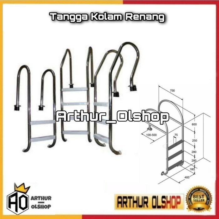 Tangga Kolam Renang Stainless Stel 4 trap