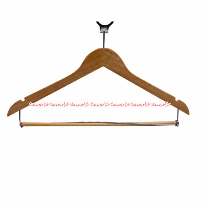 Stora 5pcs Suit Cloth Hanger With Bar Gantungan Baju Jas Blazer Bahan Kayu Dengan Bars Hanger Kayu Bar Warna Coklat