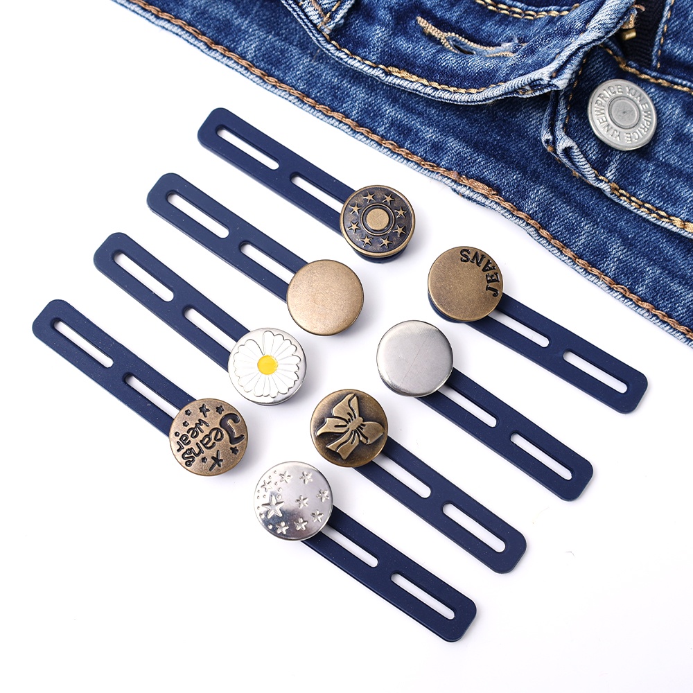 1pc Magic Metal Button Extender Untuk Celana Jeans Gratis Jahit Adjustable Ditarik Pinggang Extenders Button Waistband Expander