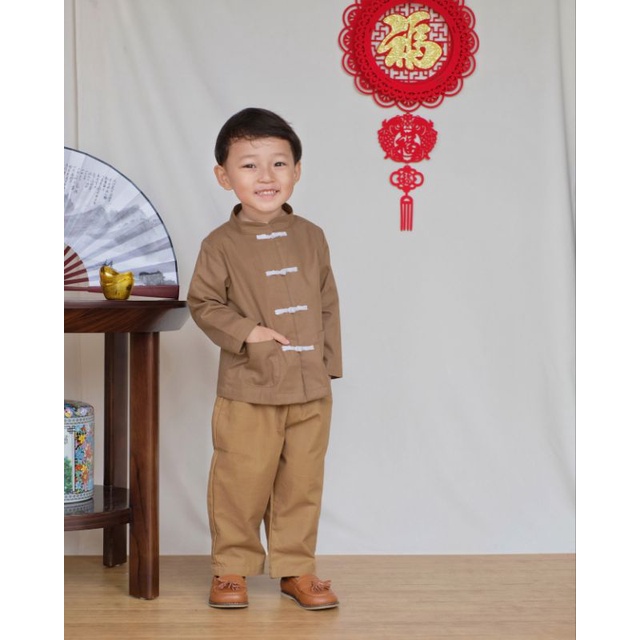 PEIYU SET | Baju Anak Laki-laki | Atasan Casual Anak | Baju Anak Cheongsam