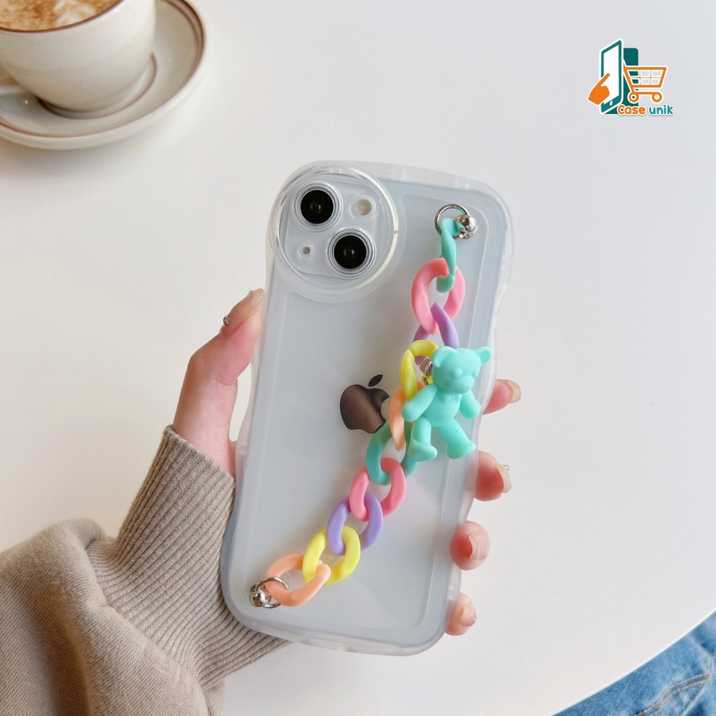 GC01 SOFTCASE GELOMBANG WAVE CLEAR RANTAI FOR IPHONE 7 8 7+ 8+ XR X XS MAX 11 12 13 14 PRO MAX 14 MAX CS5216