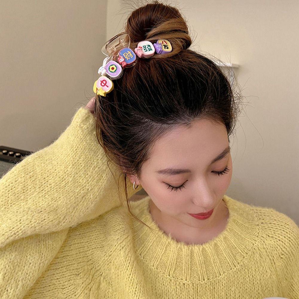 [Elegan] Kartun Rambut Cakar Trendi Elegan Temperamen Jepit Rambut Mahjong Untuk Gadis Hiasan Kepala Hiasan Kepala Untuk Wanita Gaya Korea Hair Clip