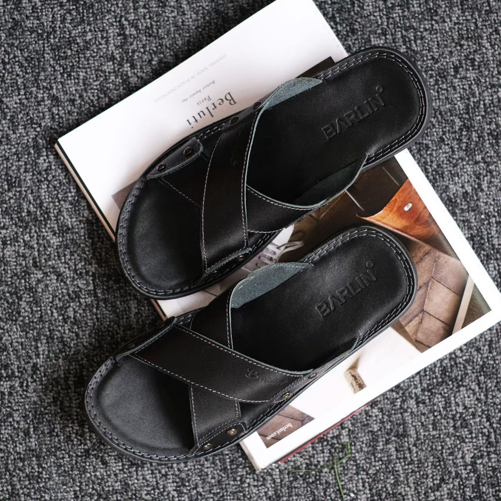 TRENDY SANDAL CASUAL SLOP Sendal Kasual Pria Sandal Slide Slop Puyuh Kekinian MURAH+BERKUALITAS+AWET Handmade Bandung