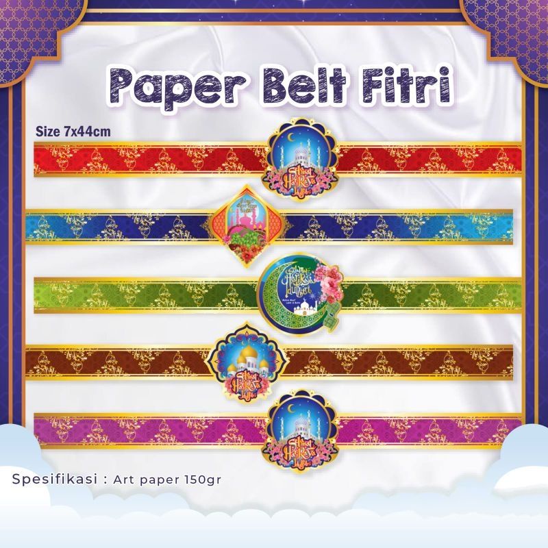 PAPER BELT MOTIF LEBARAN EID IDUL FITRI ISI 10 PCS MIX MOTIF - KODE FITRI