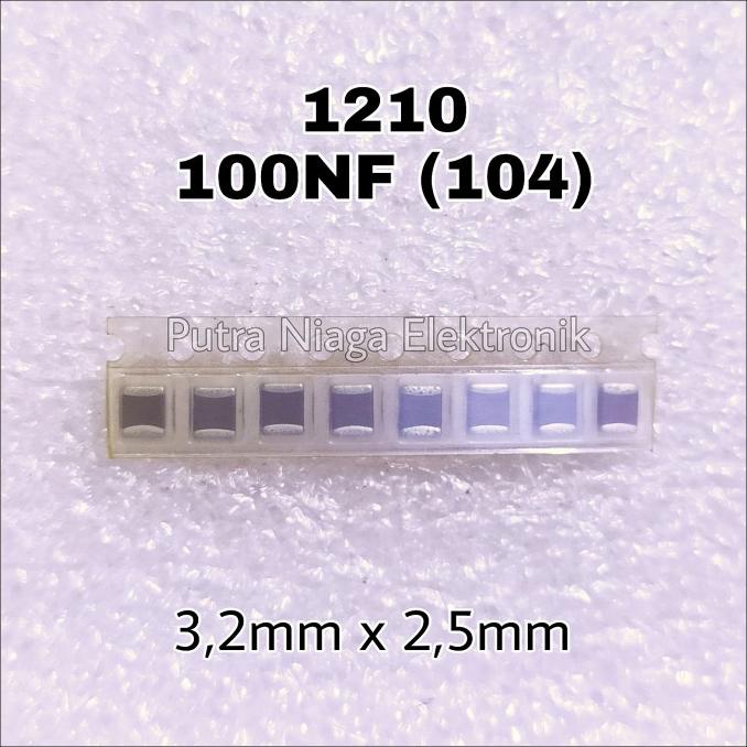 Kapasitor SMD 1210 100NF 100N 104 0.1uF Ukuran 3,2mm x 2,5mm putr4n14 Berkualitas