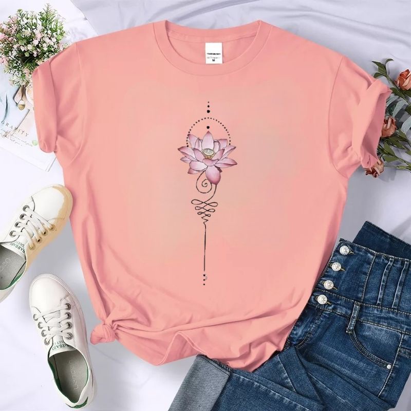 Kaos Wanita Lengan Pendek Baju Oblong Cewek Atasan Dewasa Tshirt Oversize Teratai Cod