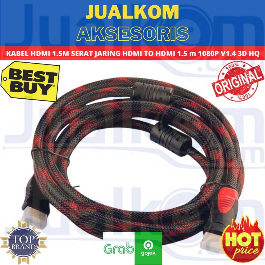 KABEL HDMI 1.5M SERAT JARING HDMI TO HDMI 1.5 m 1080P V1.4 3D HQ