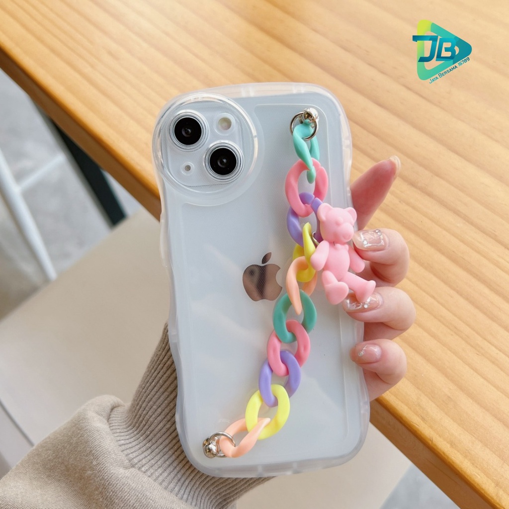 GC01 SOFTCASE GELOMBANG WAVE CLEAR RANTAI FOR IPHONE 7 8 7+ 8+ XR X XS MAX 11 12 13 14 PRO MAX 14 MAX JB6957