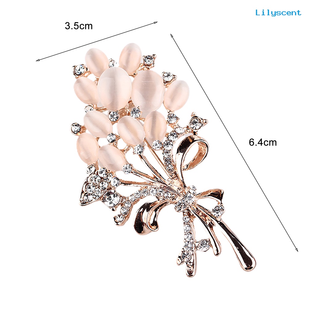 [LS] Faux Opal Dekorasi Kerah Bros Aksesori Wanita Berlian Imitasi Bunga Besar Brooch Decor