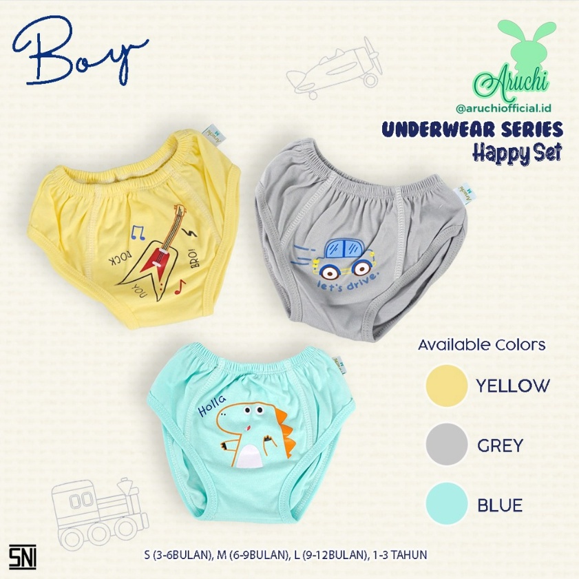 Aruchi Celana Dalam 1-3 Tahun BIG SIZE Happy Boy / Girl Series Pakaian Dalam Anak CBKS