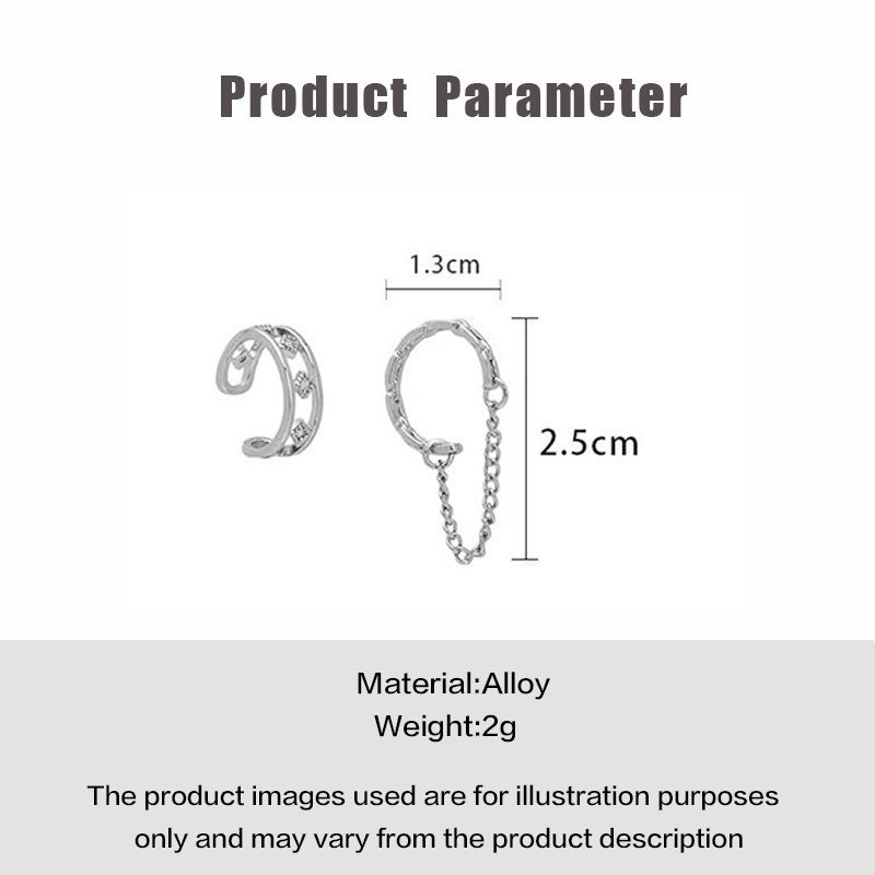 Set Anting Rantai Rumbai Warna Silver Gaya Korea