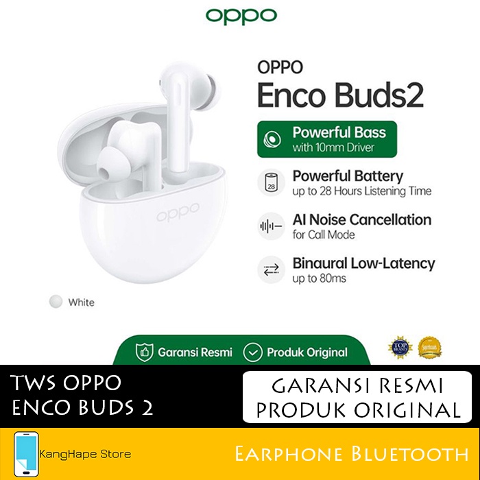 Oppo Enco Buds 2 TWS Bluetooth Original Garansi Resmi White