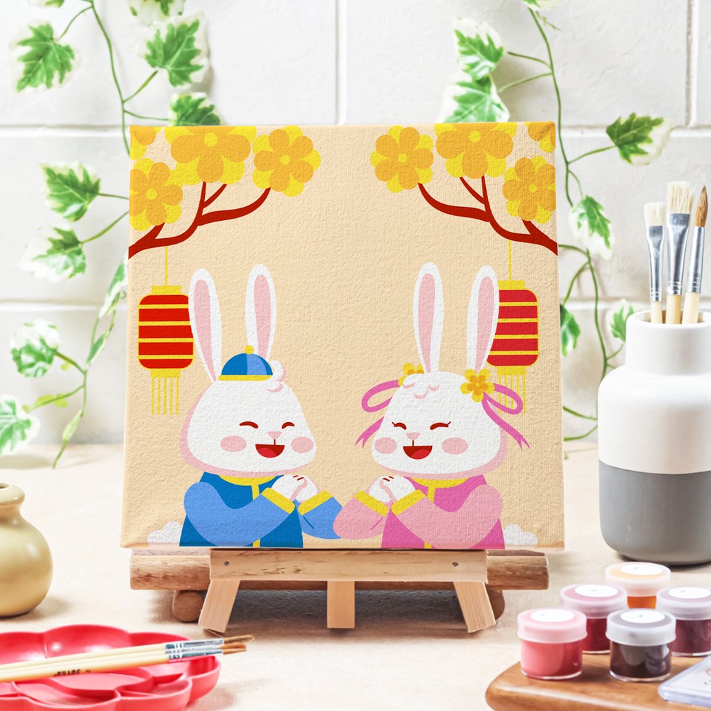 

Paint by number lukisan imlek barongsai canvas 20x20 cm / painting kit / set melukis