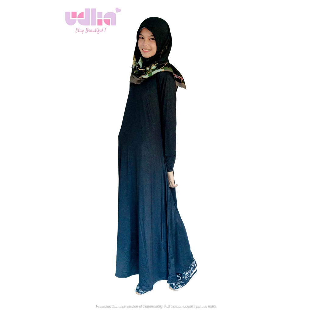 Udlia Gamis Polos Umbrella Jumbo Jersey Emboss