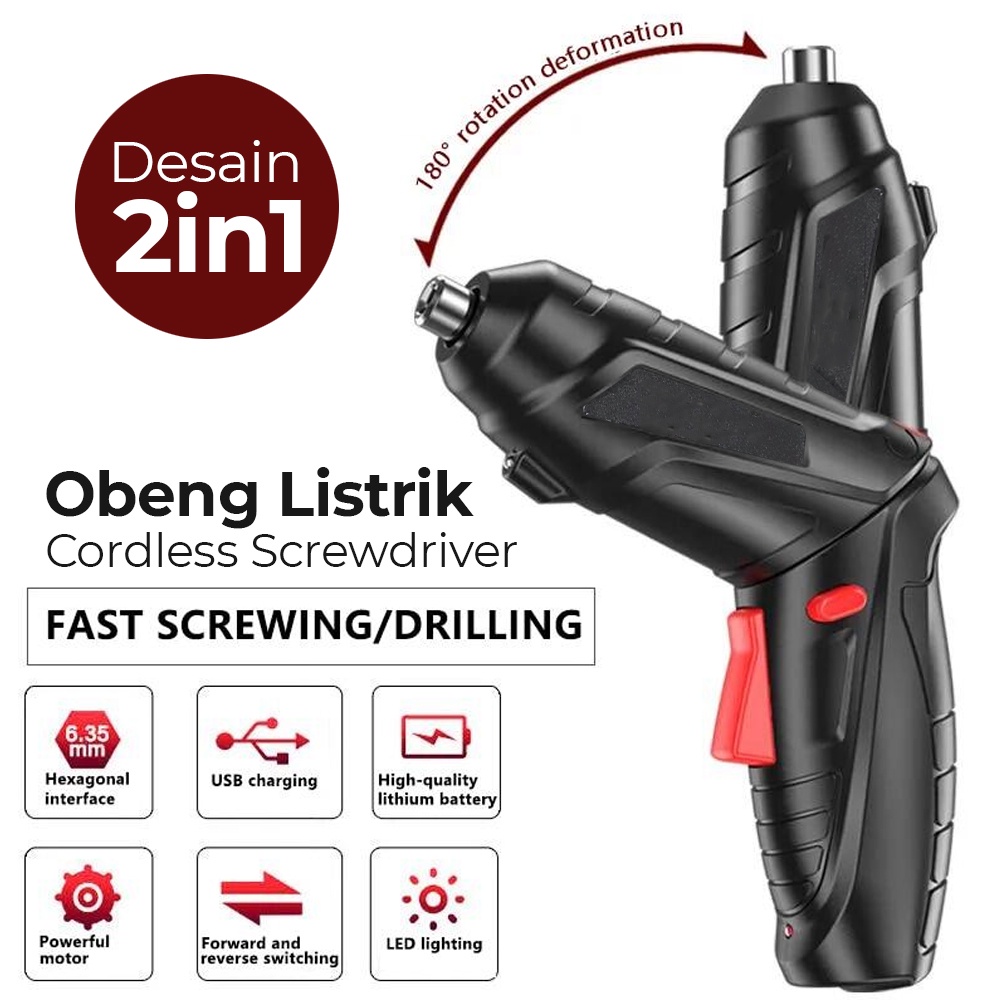 G-ORIi Liangdi Obeng Listrik Cordless Screwdriver Q029 Black Or-i