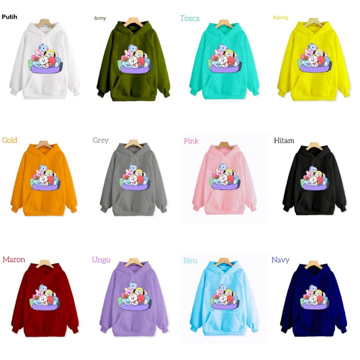Hzl_outfit Hoodie Sweater Hoodie Anak Team BT21/ Sweater Anak Anak