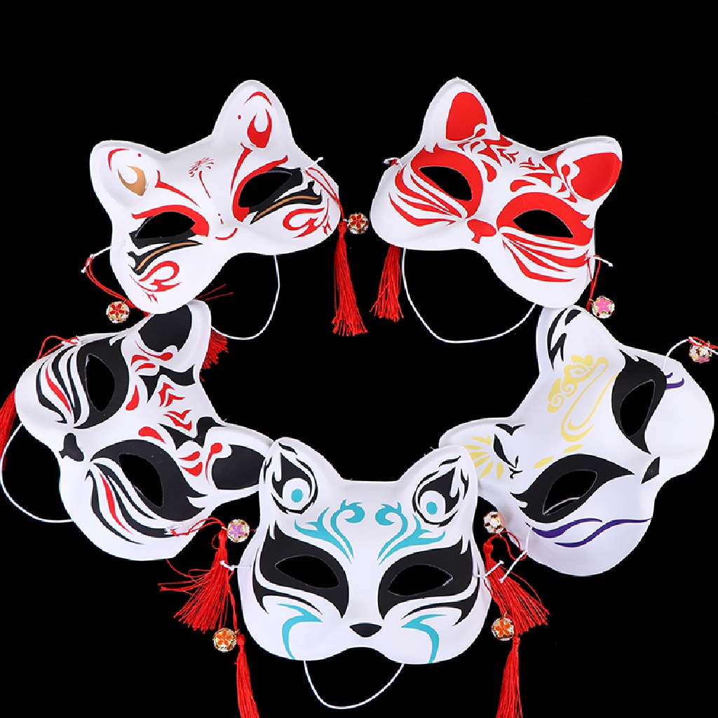 [luckypermanentnew] 1pc Anime Fox Masker Setengah Wajah Kucing Topeng Topeng Topeng Topeng Pesta Topeng Cosplay [ID]