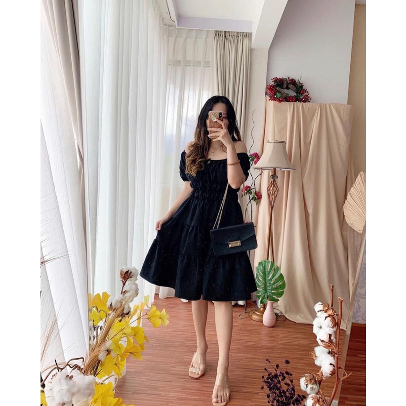 Basic id fashion / New  Dres korean style sabrina / Dres wanita Terbaru / Dres korean