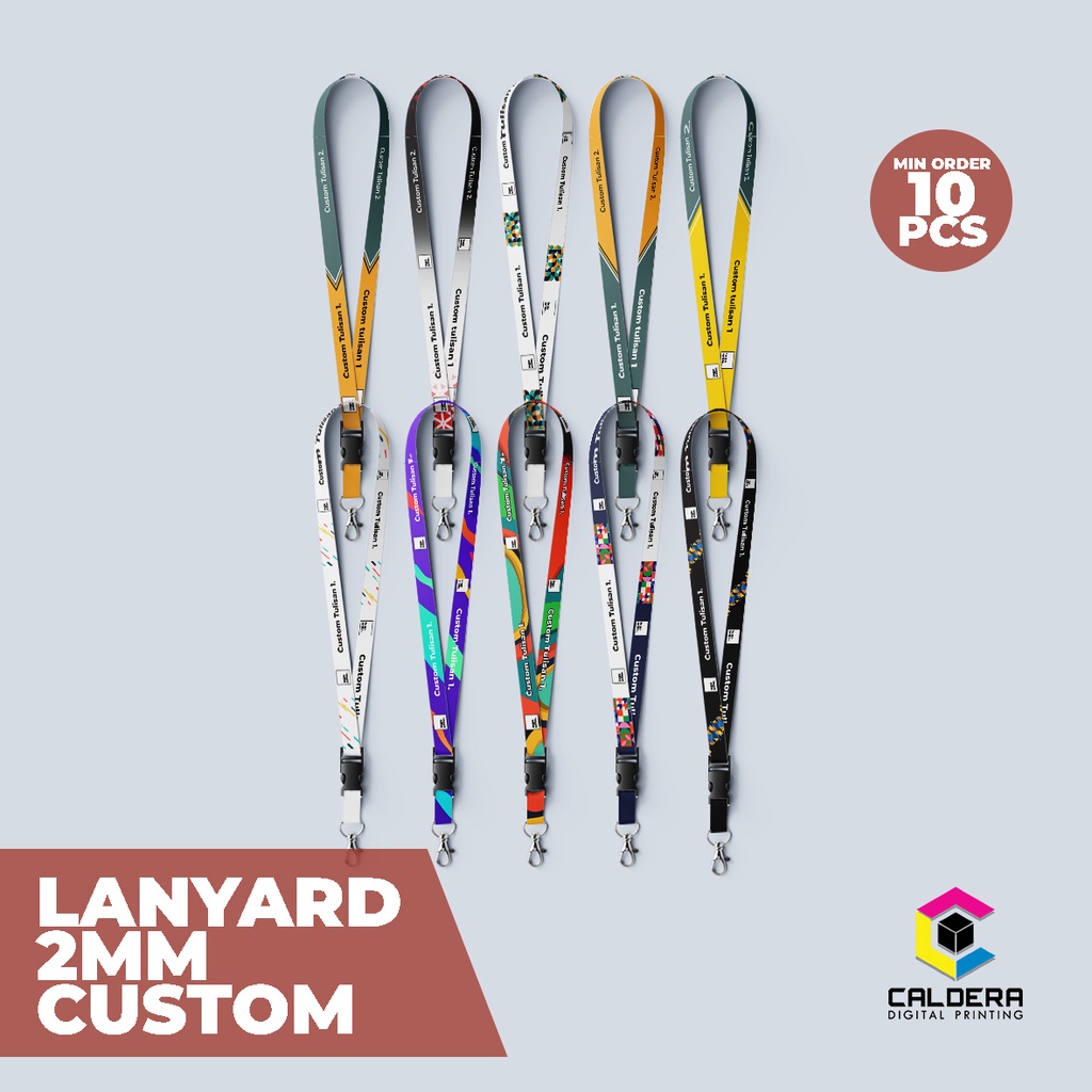 

Tali Lanyard 20mm gantungan ID Card / HP / Pod Custom Logo dan Tulisan Sendiri bisa cetak 2 sisi minimal order 10pcs - CALDERA DIGITAL PRINTING