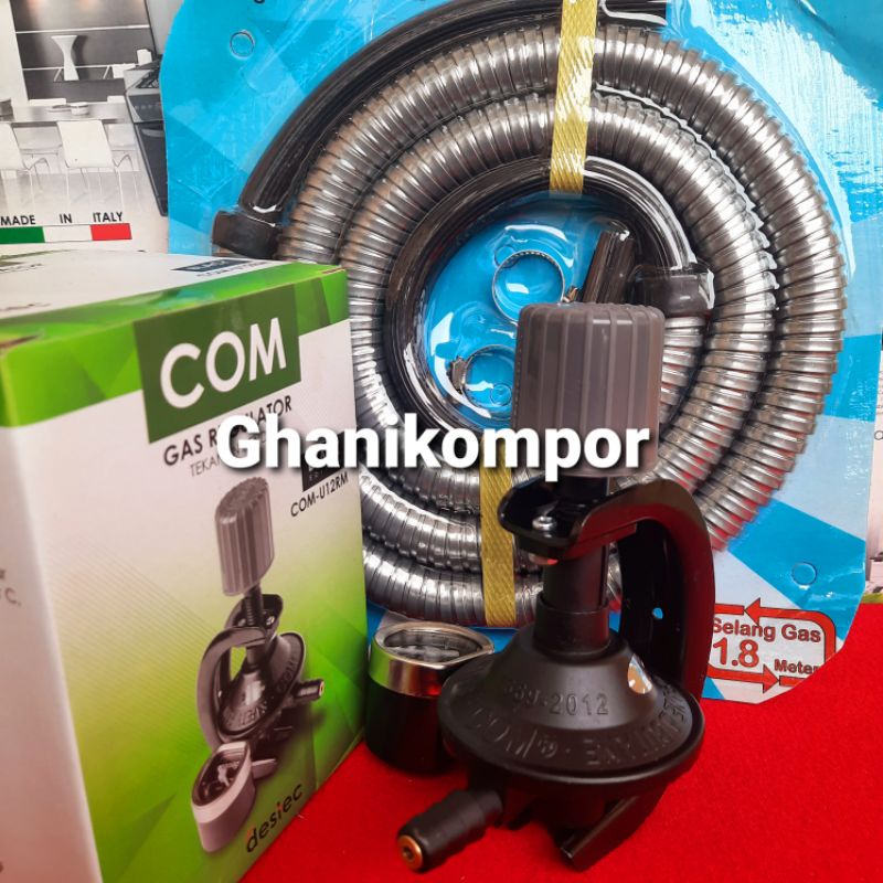 Regulator Sagety Gas Lpg 12 kg - Destec meter Black dan selang gas spiral