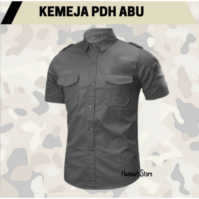 Baju Kemeja PDH Abu-Abu Polos Lengan Pendek // Kemeja PDH Pria // Seragam PDH