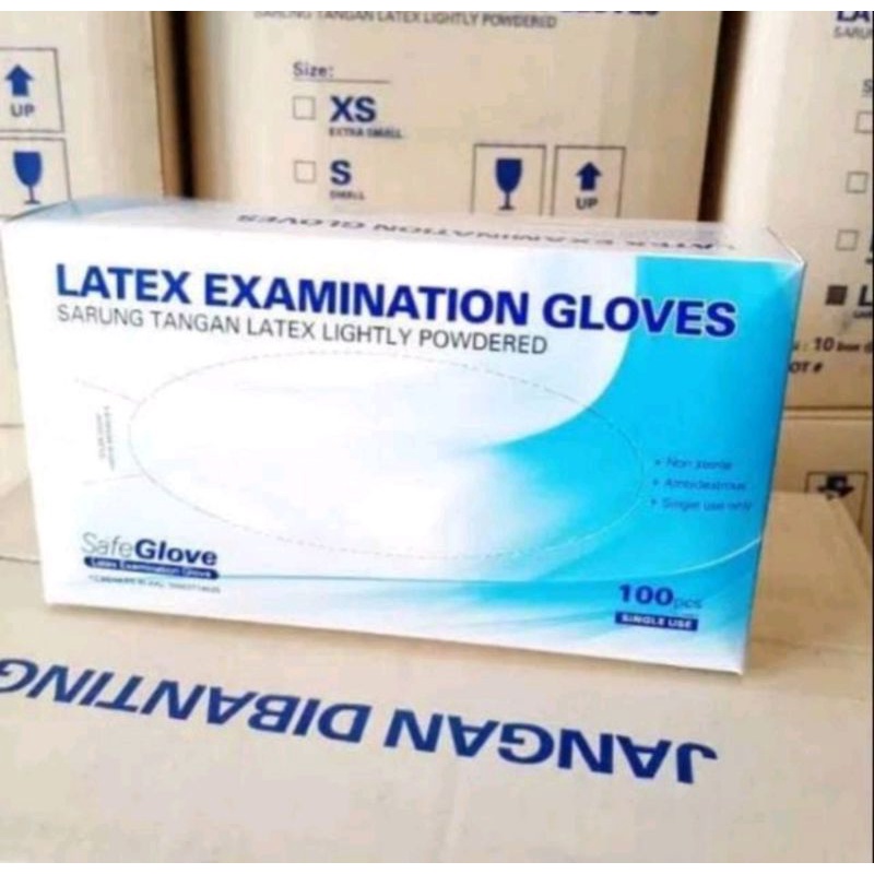 Sarung Tangan Karet Safe Glove Latex Exammination Safeglove HandScoon Isi 100 Pcs