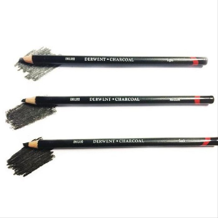 

Charcoal Derwent Charcoal Pencil Dark Medium Light Single Pensil Arang Satuan