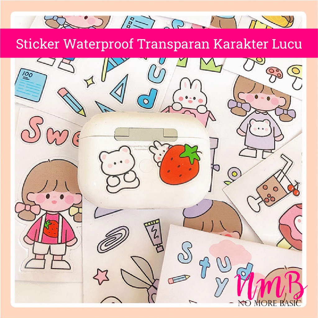 Sticker Waterproof Transparan Karakter Lucu Harga 1 Lembar