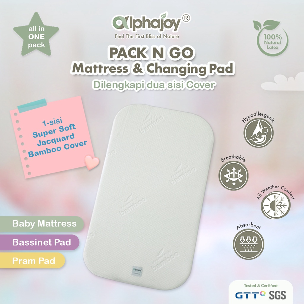 ALPHAJOY PACK N GO MATTRESS &amp; CHANGING PAD LATEX WATERPROOF