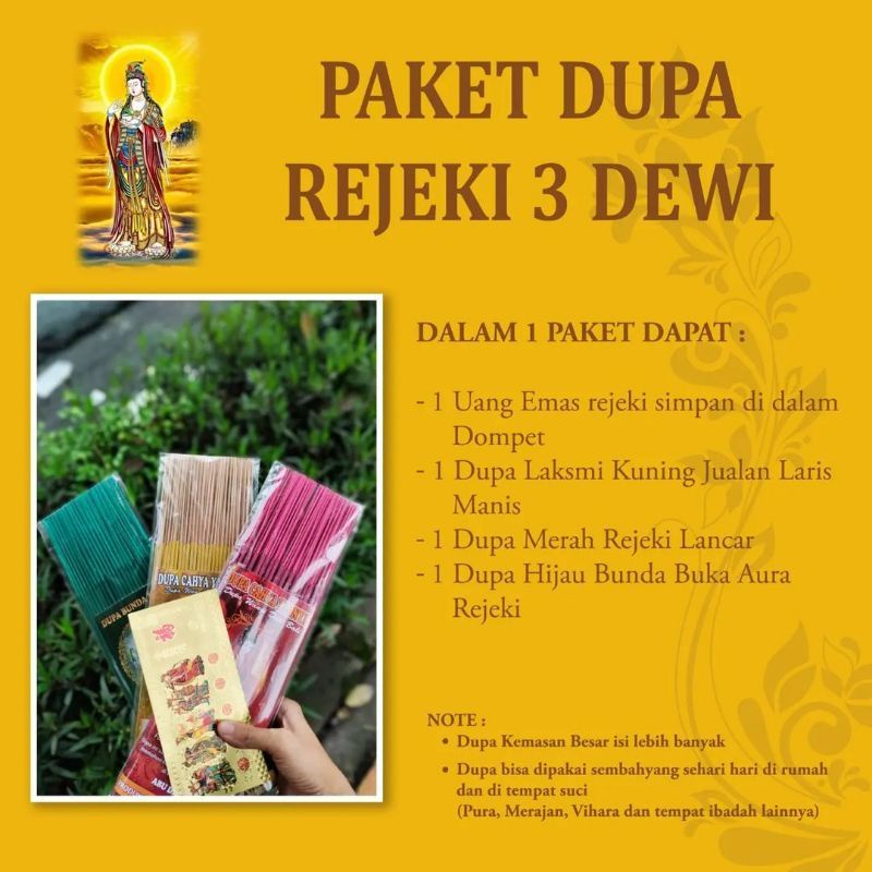 Kemasan Ekonomis Dupa Harum Rejeki 3 Dewi