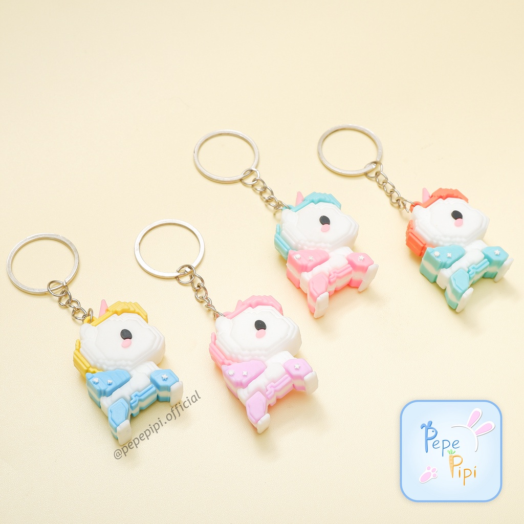 Gantungan Kunci Karet Unicorn Lego Sayap Ganci Keychain Hiasan Tas karet Kuda Poni Littel Pony