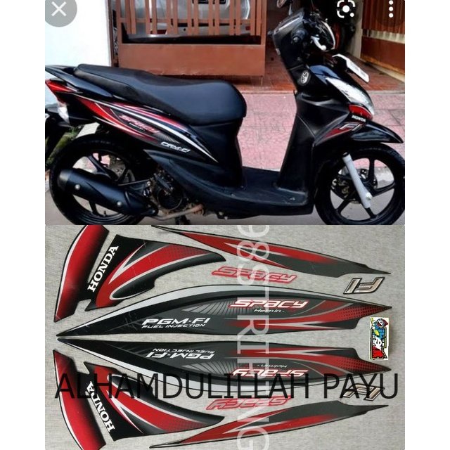SPACY FI HELM IN HITAM TAHUN 2011 2012 STRIPING LIS STANDAR ORI HONDA F1 STIKER POLET BODY PLISIR