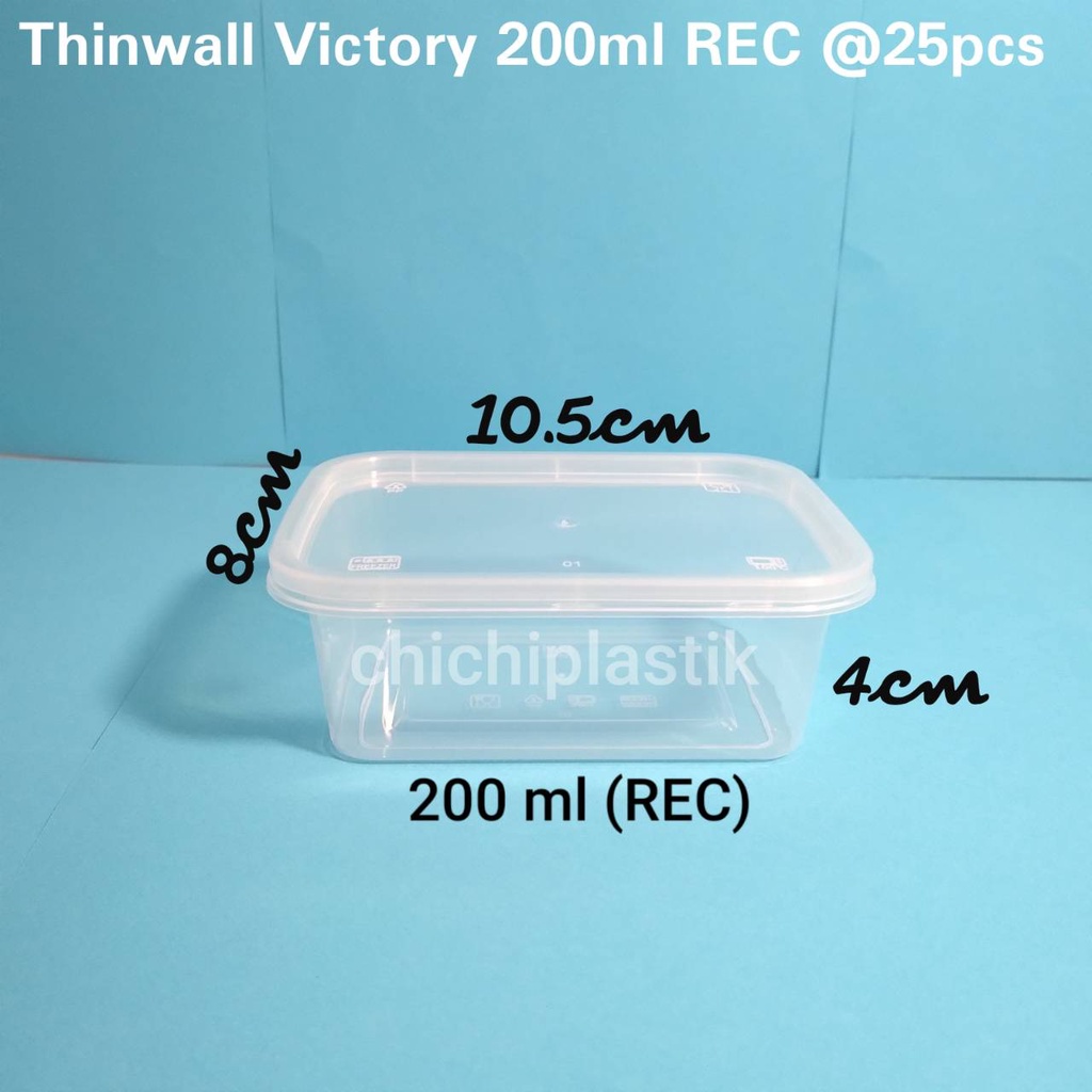 Thinwall food container 200ml kotak VICTORY /Tempat penyimpanan makanan/Cup salad/Cup kotak 200cc/Dessert box