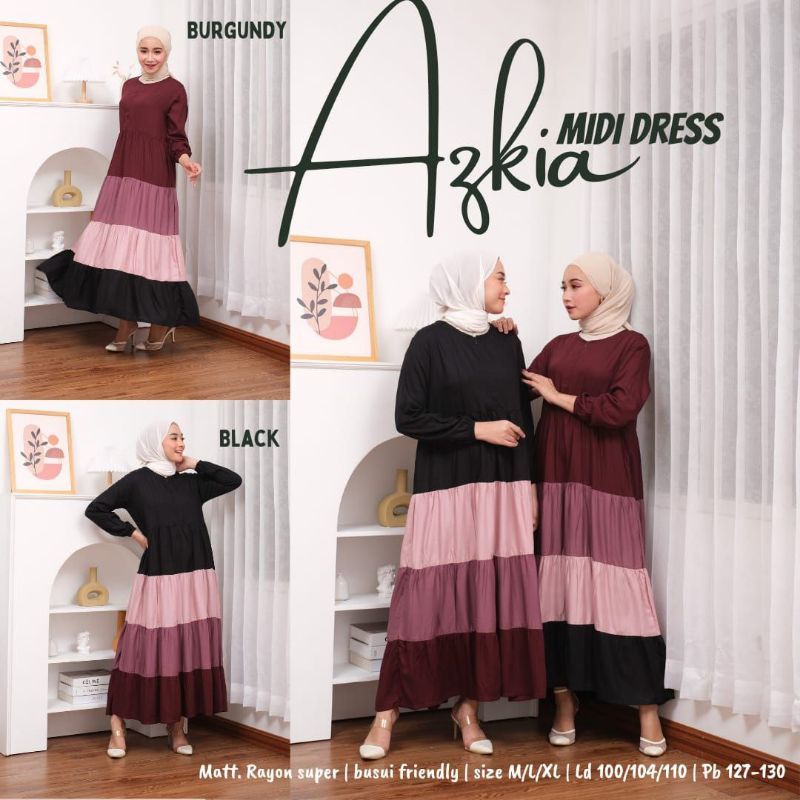 GAMIS MIDI AZKIA PELANGI POLOS RAYON SIZE M L XL