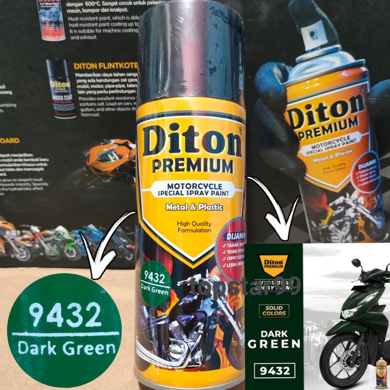 Pilok Pilox Cat Diton Premium Dark Green 9432 Hijau Tua 400cc Cat Semprot Diton Premium Tahan Bensin