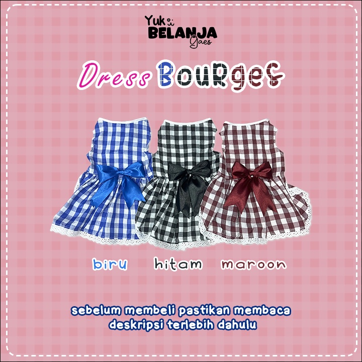 Baju Kucing Bahan Katun Dress Bourges Series / Baju Kucing anjing kelinci / Size XS-XXL / Yuk Belanja Gaes!