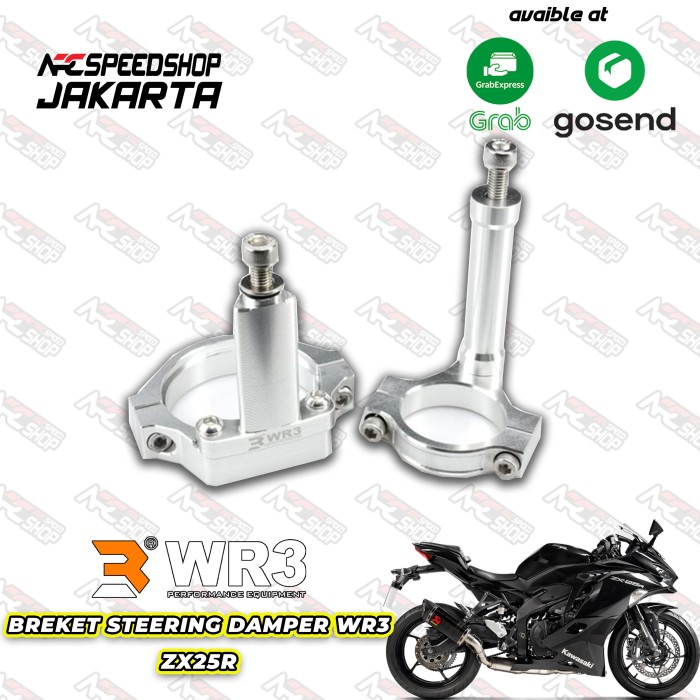 Steering Damper Ohlins Sd000 + Breket Dumper Wr3 Silver Kawasaki Zx25R #Original