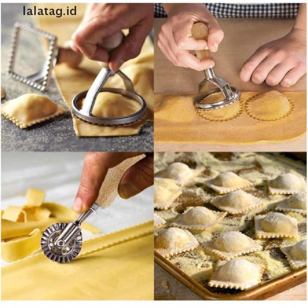 [lalatag] Pastry Wheel Cutter Pasta Cutter Roda Ravioli Crimper Untuk Alat Baking Rumah [ID]