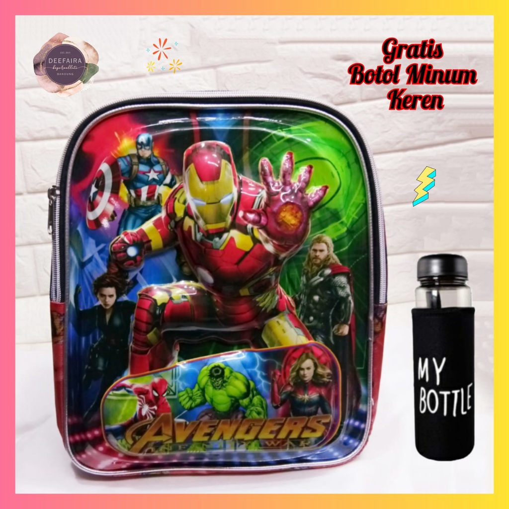 Tas Ransel Sekolah Anak Laki Laki Motif 1R0neHer0 3D Free My B0ttle Keren