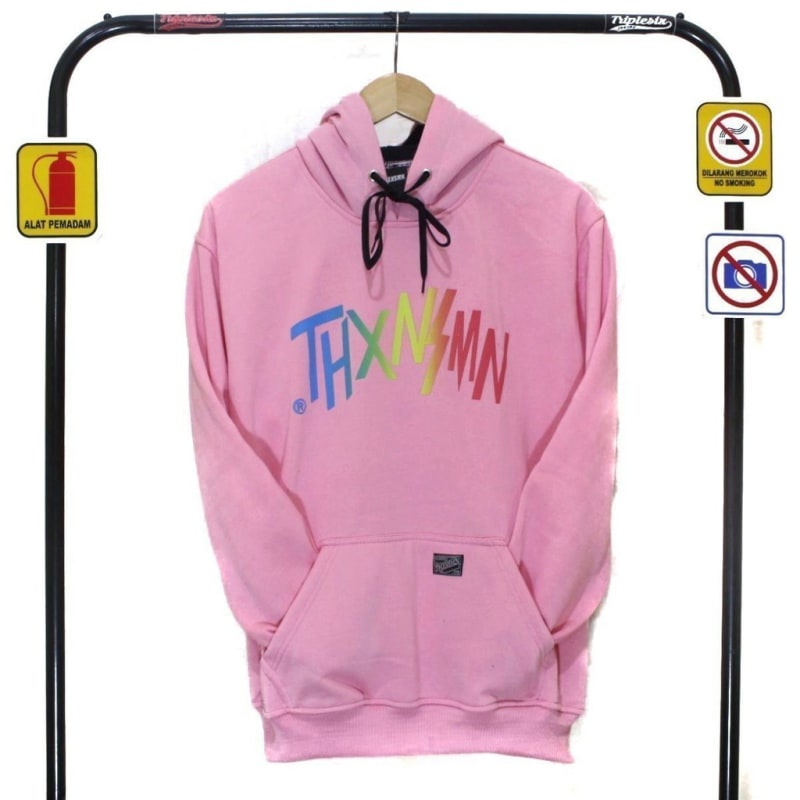 Jaket Distro Pria Hoodie Pink- Sweater Thxnsm Pink - Jaket Distro bandung Termurah