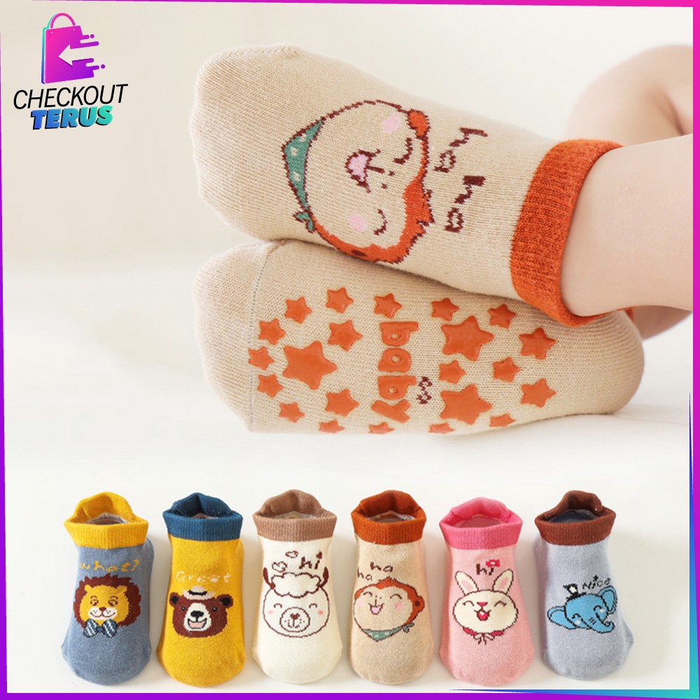 CT P544 Kaos Kaki Anak Bayi Balita 0 3 tahun Animal Sock Anti Slip Unisex Laki Laki Perempuan Anti Licin Import