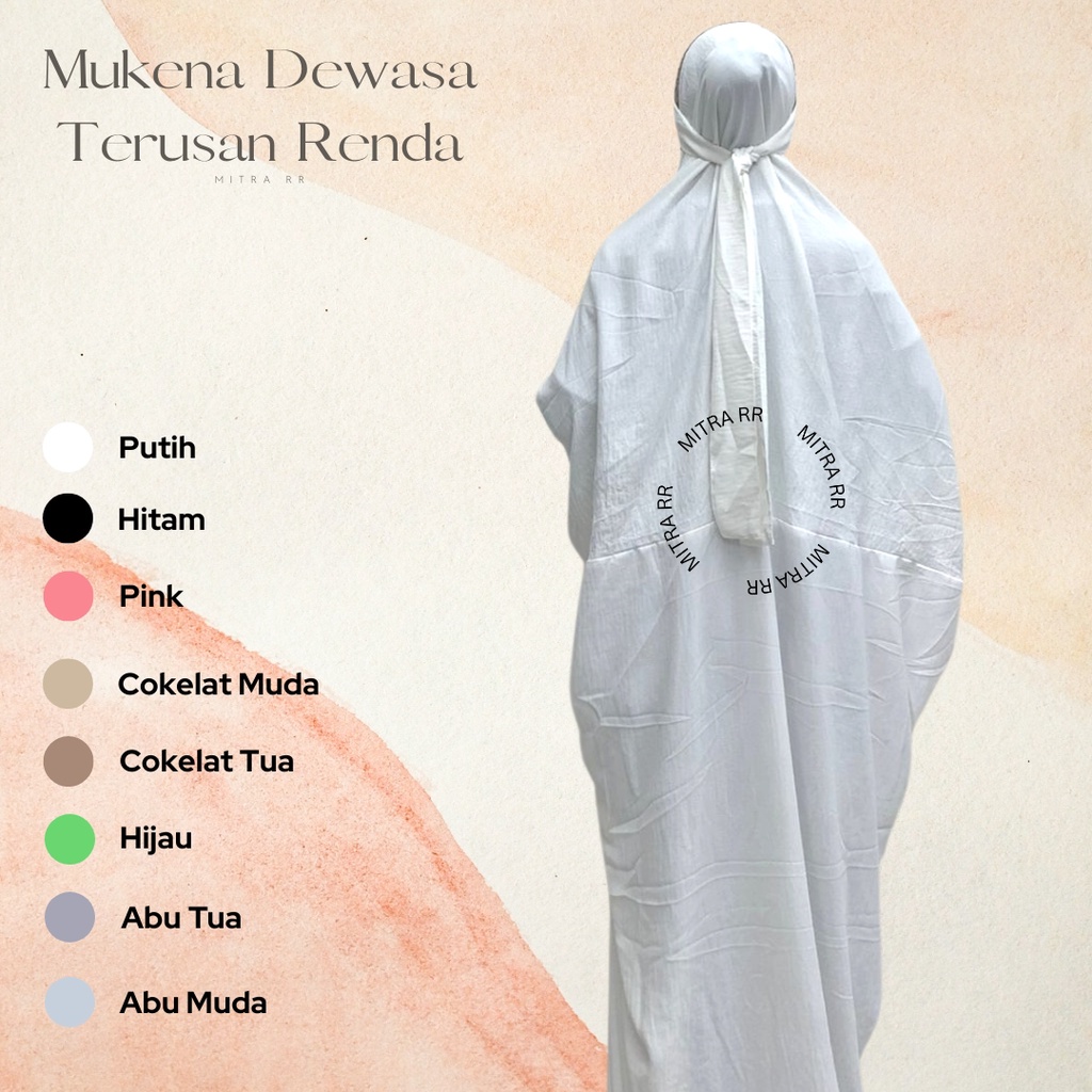 Mukena Dewasa Terusan Renda / Mukena Dubai Lace Pakai Lengan / Mukena Crinkle Traveling 2023