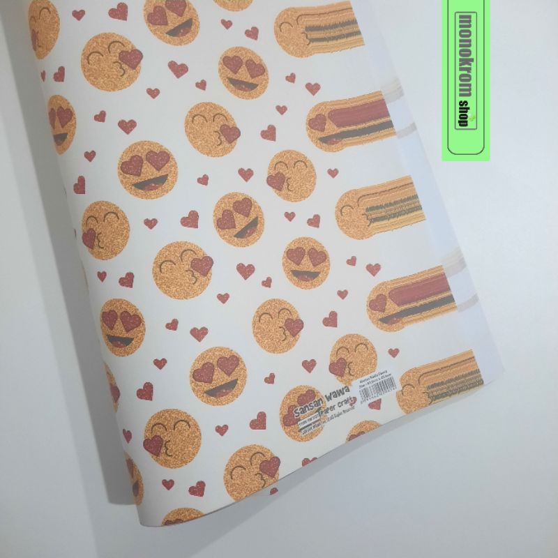 

Kertas Kado Sansan Wawa Motif Emoji Love Keep Smile Gold - Wrapping Paper